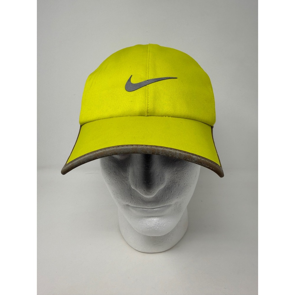 Nike Storm-Fit Running Cap Neon Yellow Reflective Swoosh Adjustable Hat Sport